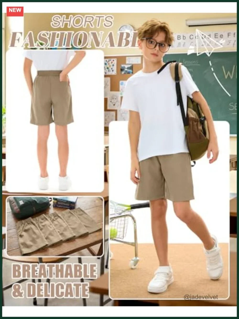 5 Pack Boys' School Uniform Shorts Elastic Waist Flat Front with Pockets Summer